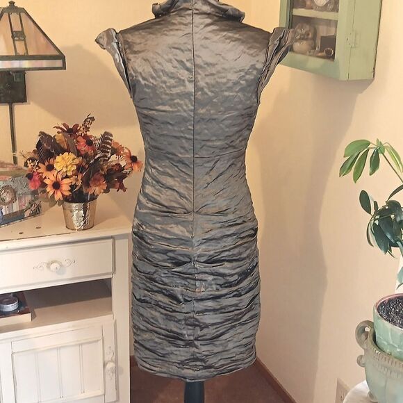 Nicole Miller Dark Bronze Bodycon Dress. Ruched. - Picture 6 of 10